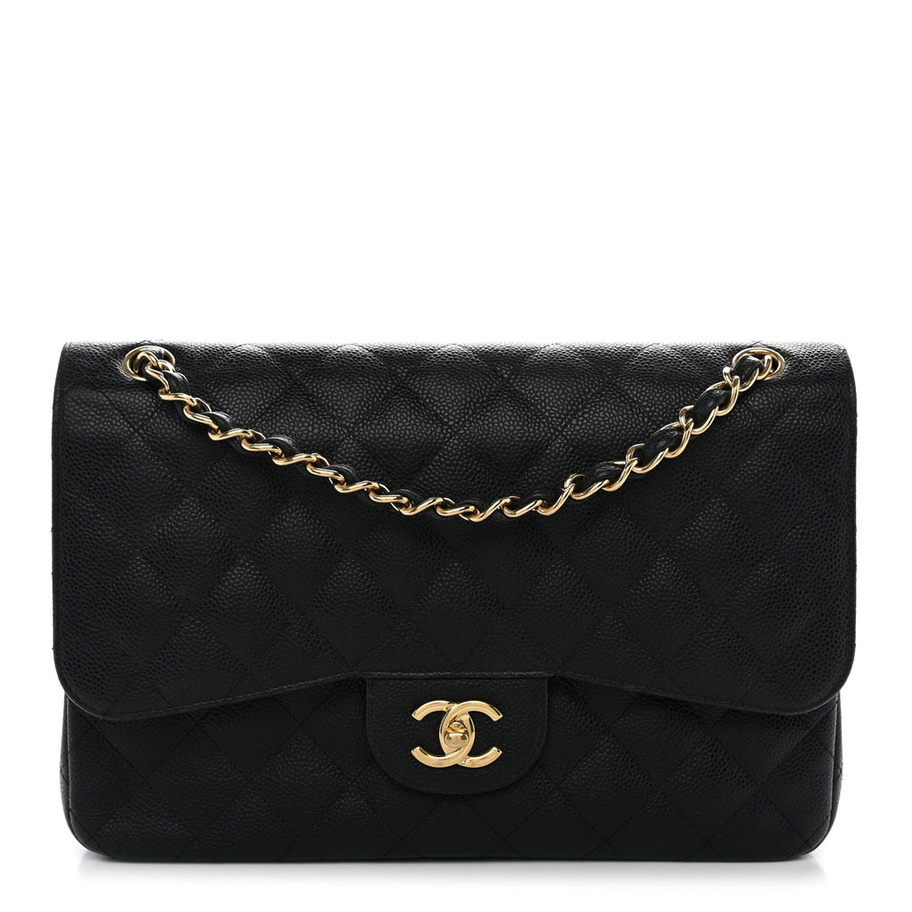 Caviar Quilted Jumbo Double Flap Black wholesalehk.shop