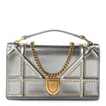 Metallic Patent Studded Diorama Top Handle Wallet on Chain Pouch Silver ¡§ Direct shipment via from wholesalehk.shop