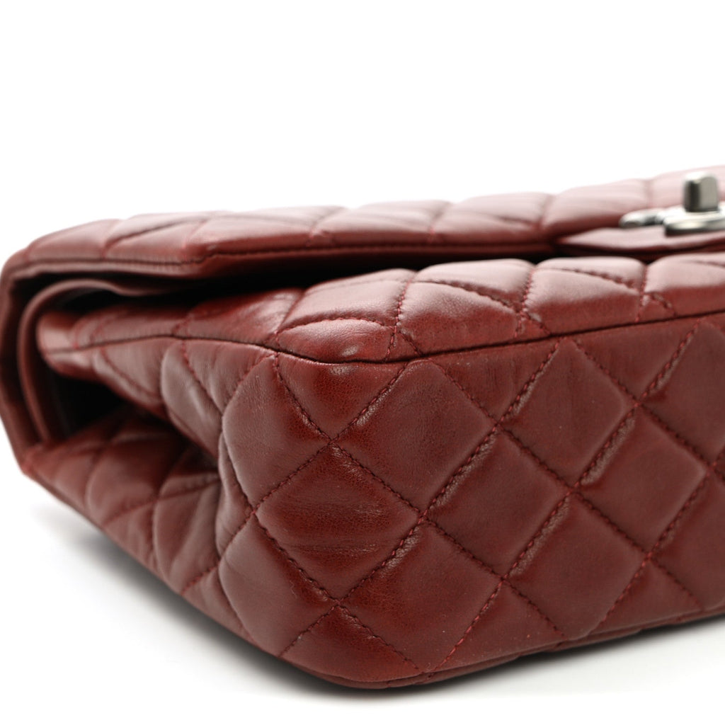 Lambskin Quilted Medium Double Flap Burgundy wholesalehk.shop