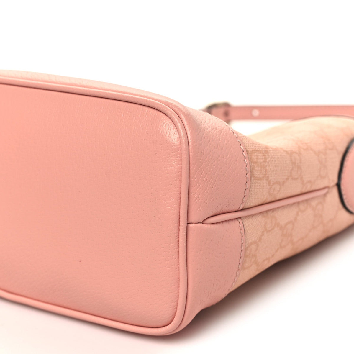 GG Supreme Monogram Textured Dollar Calfskin Web Small Ophidia Bucket Shoulder Bag Rose Pink wholesalehk.shop