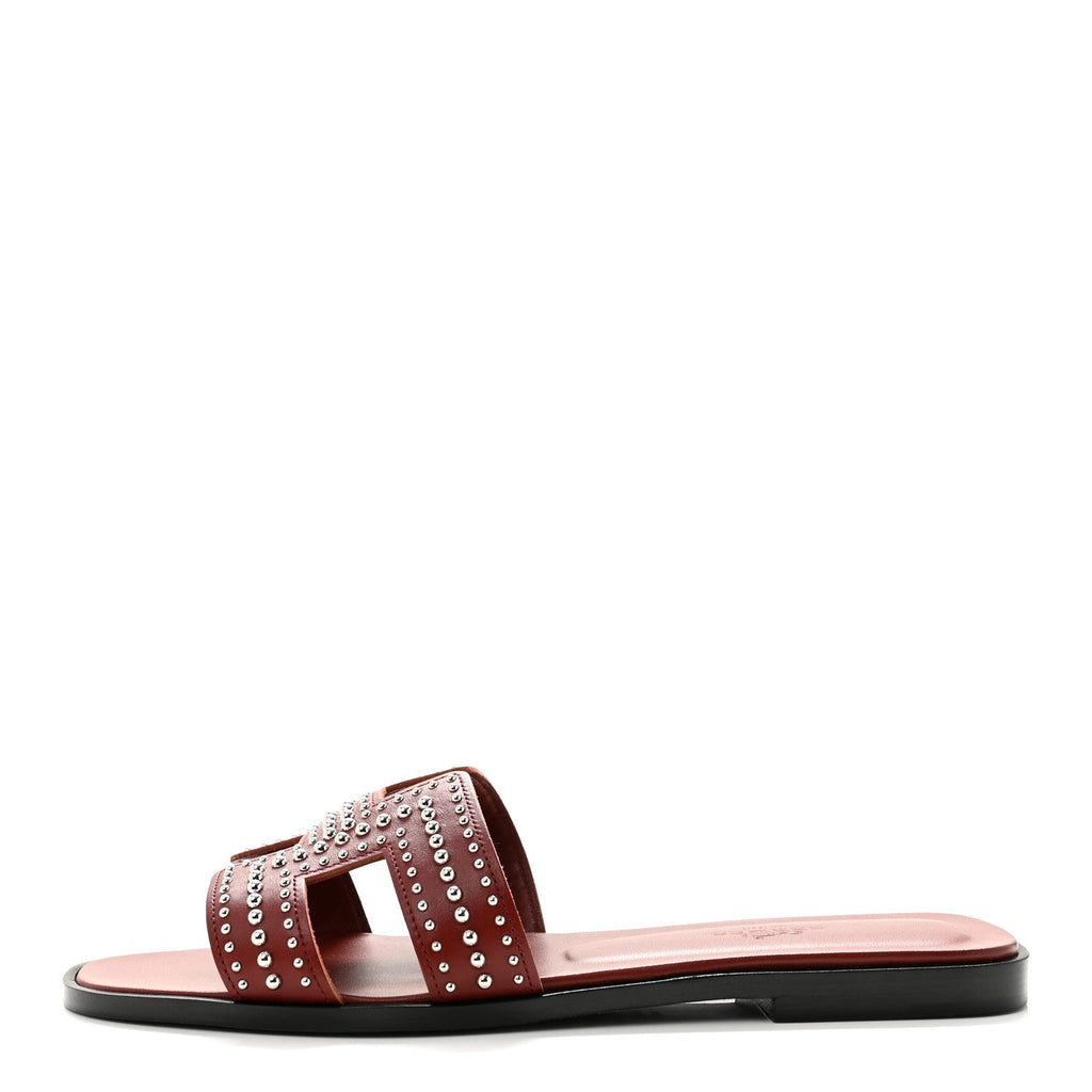 Calfskin Studded Oran Sandals 36.5 Rouge Tomette wholesalehk.shop