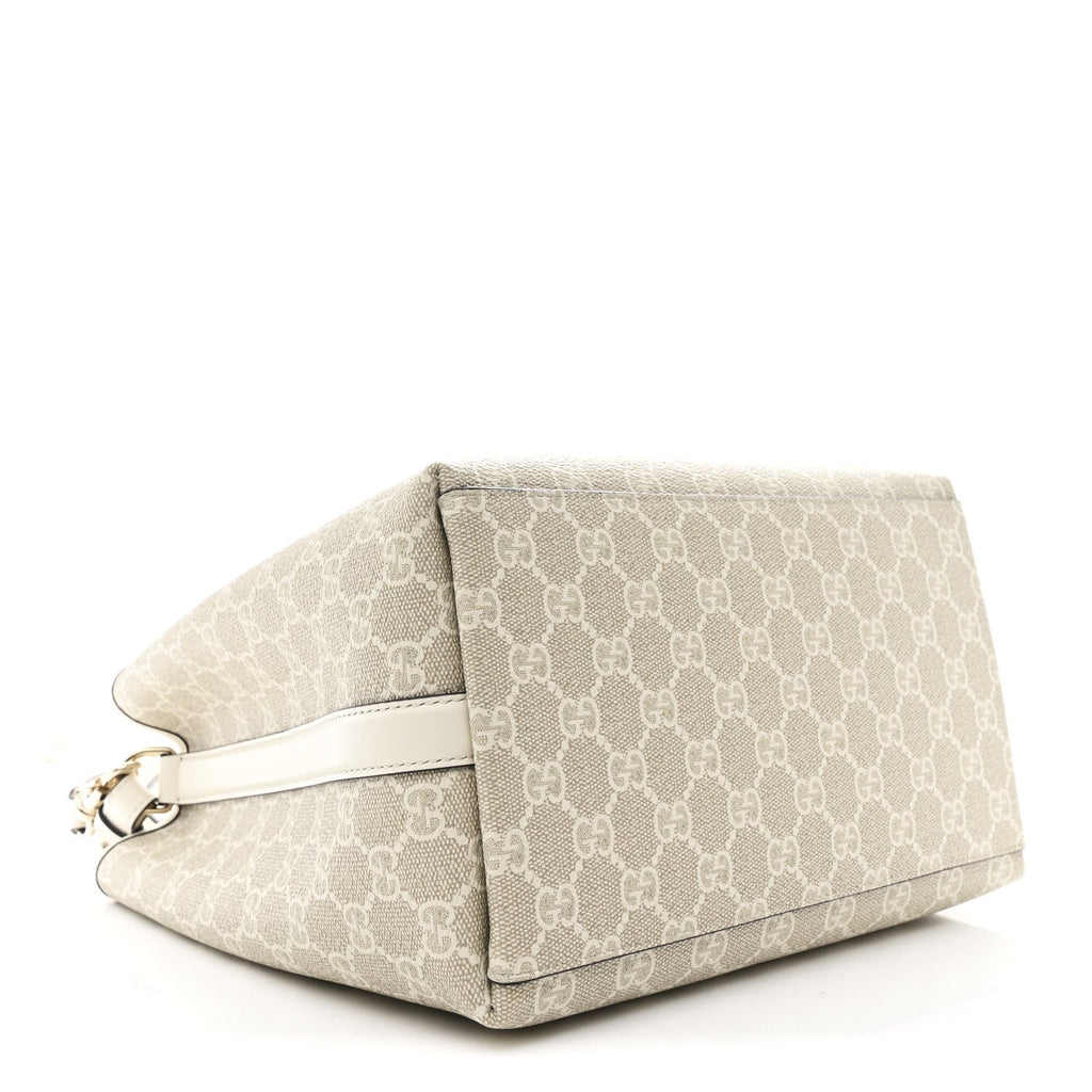 GG Supreme Monogram Medium Emblem Bucket Bag Beige White wholesalehk.shop