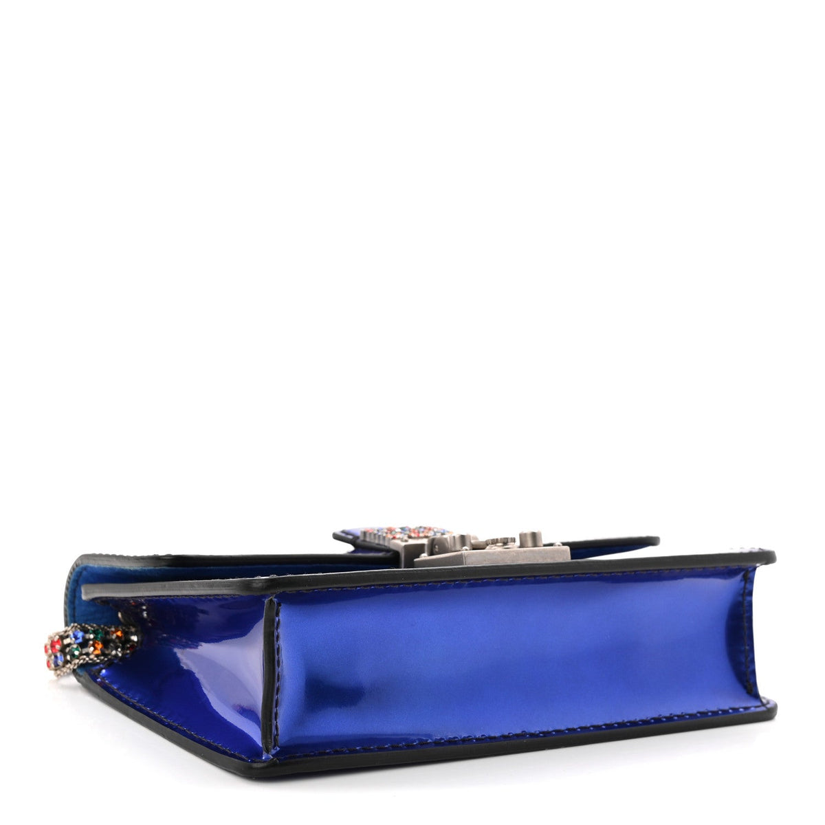 Metallic Patent Crystal Dioraddict Flap Bag Blue wholesalehk.shop