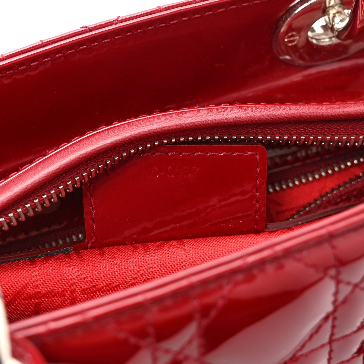Patent Cannage Medium Lady Dior Red wholesalehk.shop