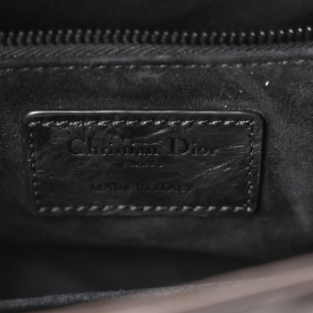 Crinkled Calfskin Cannage Medium Lady Dior Black wholesalehk.shop