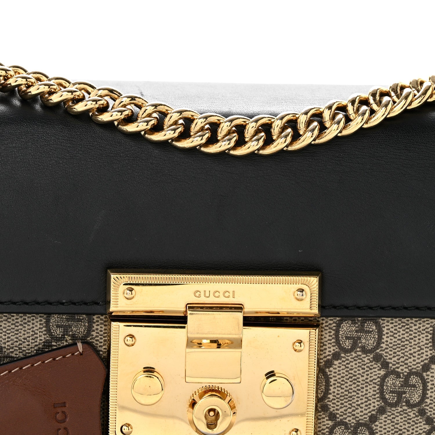 GG Supreme Monogram Calfskin Small Padlock Shoulder Bag Beige Black Cuir £¨ Direct shipment via from wholesalehk.shop