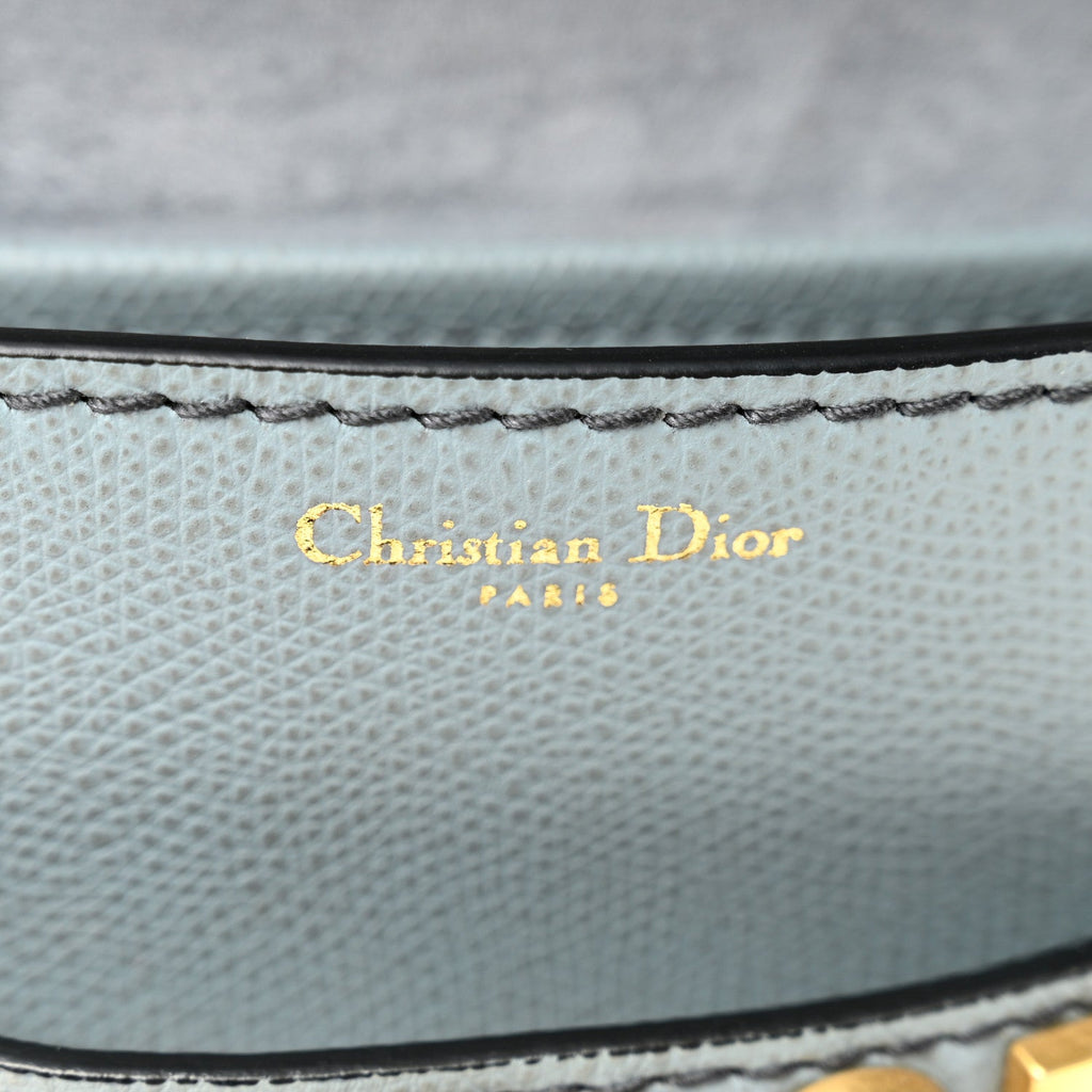 Grained Calfskin Mini J'Adior Chain Flap Bag Sky Blue wholesalehk.shop