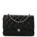 Caviar Quilted Compact Wallet On Chain WOC Black wholesalehk.shop