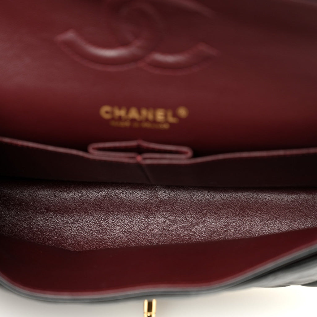 Lambskin Quilted Medium Double Flap Black wholesalehk.shop
