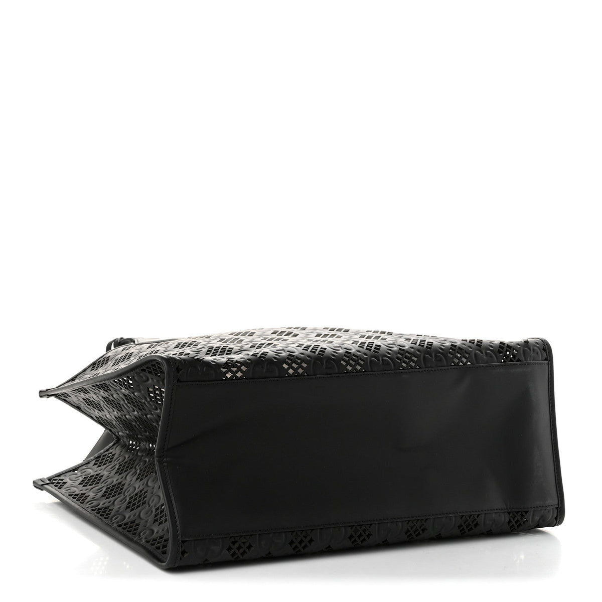 Calfskin GG Monogram Diamond Cut Medium Ophidia Tote Bag Black wholesalehk.shop