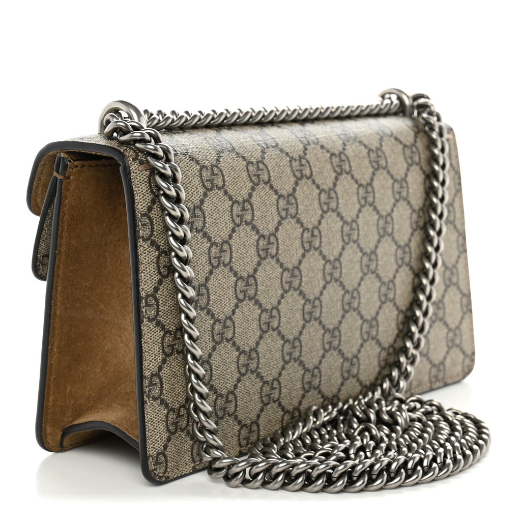 GG Supreme Monogram Suede Crystal Small Dionysus Shoulder Bag Beige Ebony Taupe wholesalehk.shop