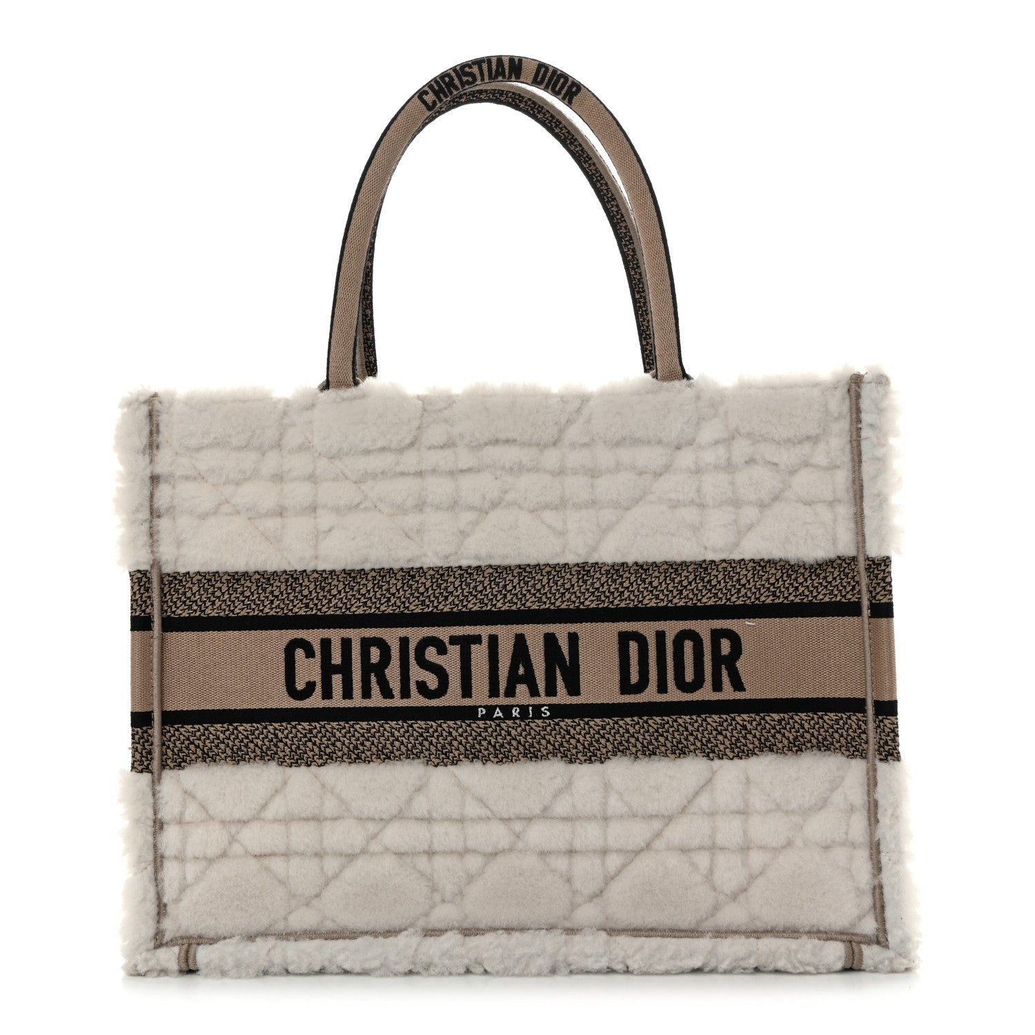 Shearling Cannage Medium Book Tote Ecru Black £¨ Direct shipment via from wholesalehk.shop