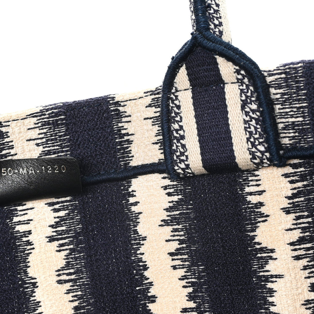Canvas Embroidered Large Striped Book Tote Navy £¨ Direct shipment via from wholesalehk.shop