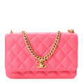 Caviar Quilted Sweetheart Wallet On Chain WOC Fuchsia wholesalehk.shop