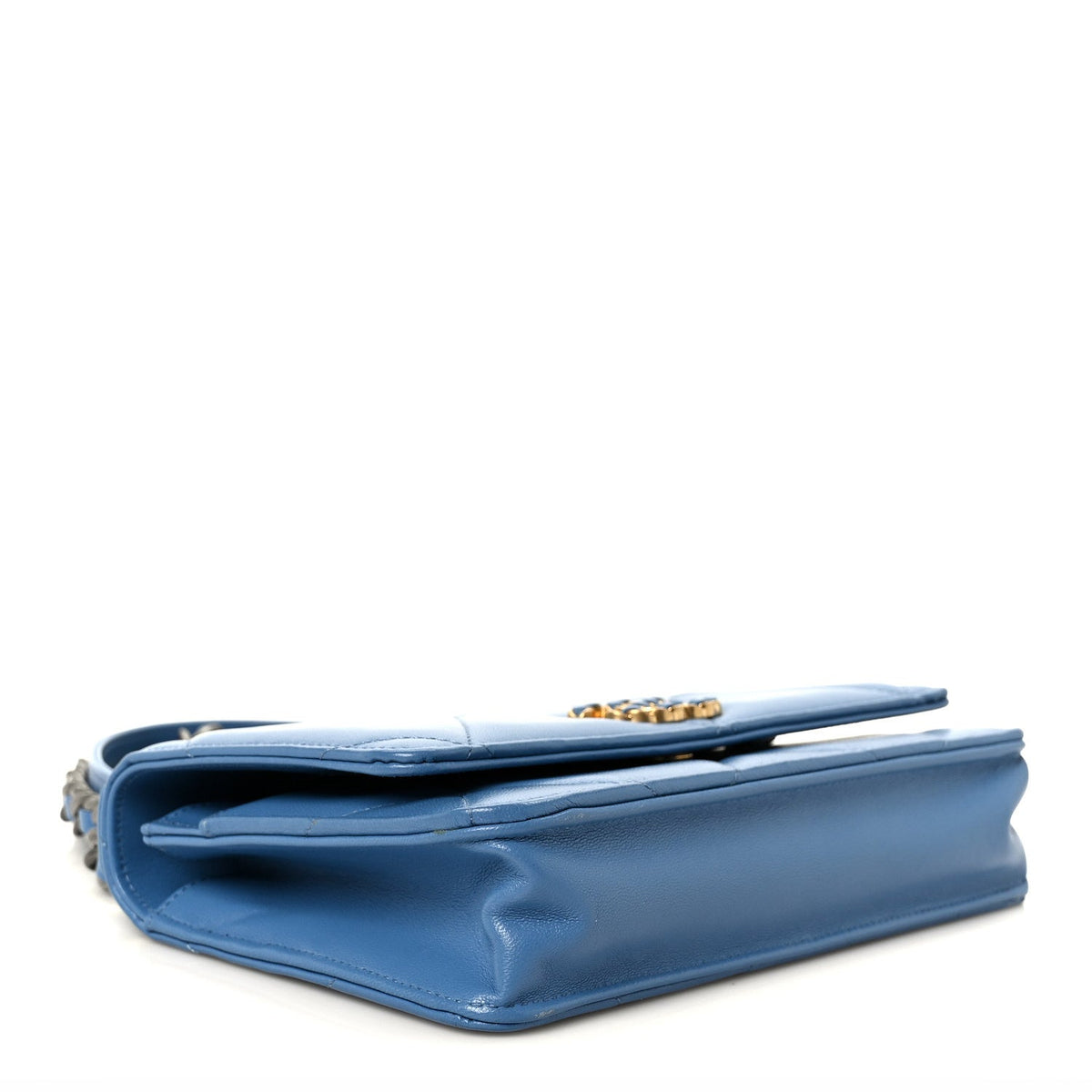 Lambskin Quilted Chanel 19 Wallet On Chain WOC Blue wholesalehk.shop