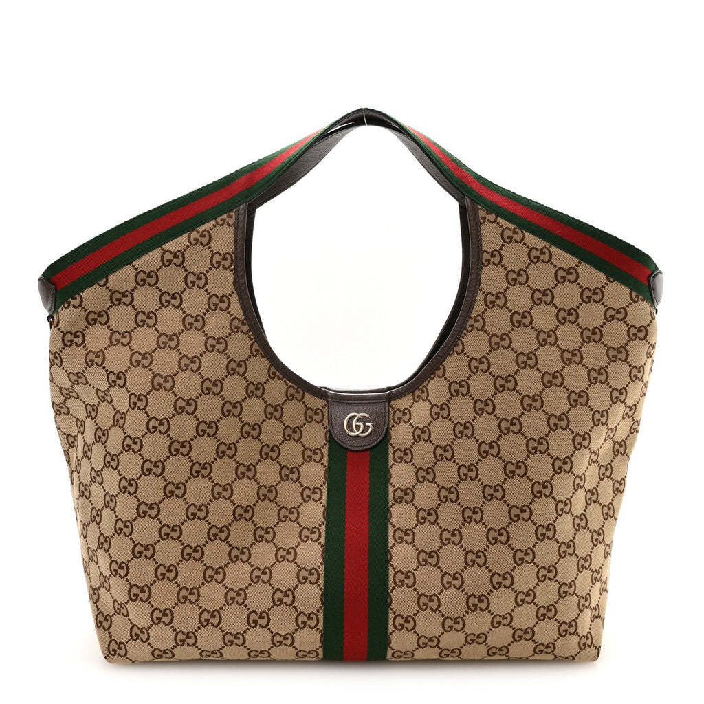 GG Monogram Web Large Giglio Tote Beige Brown wholesalehk.shop