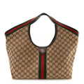 GG Monogram Web Large Giglio Tote Beige Brown wholesalehk.shop