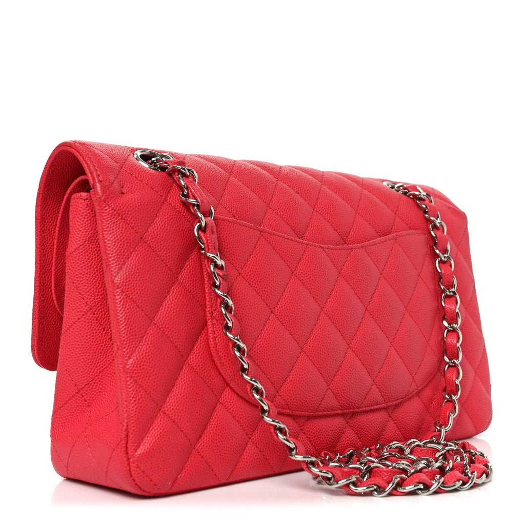 Caviar Quilted Medium Double Flap Dark Pink wholesalehk.shop