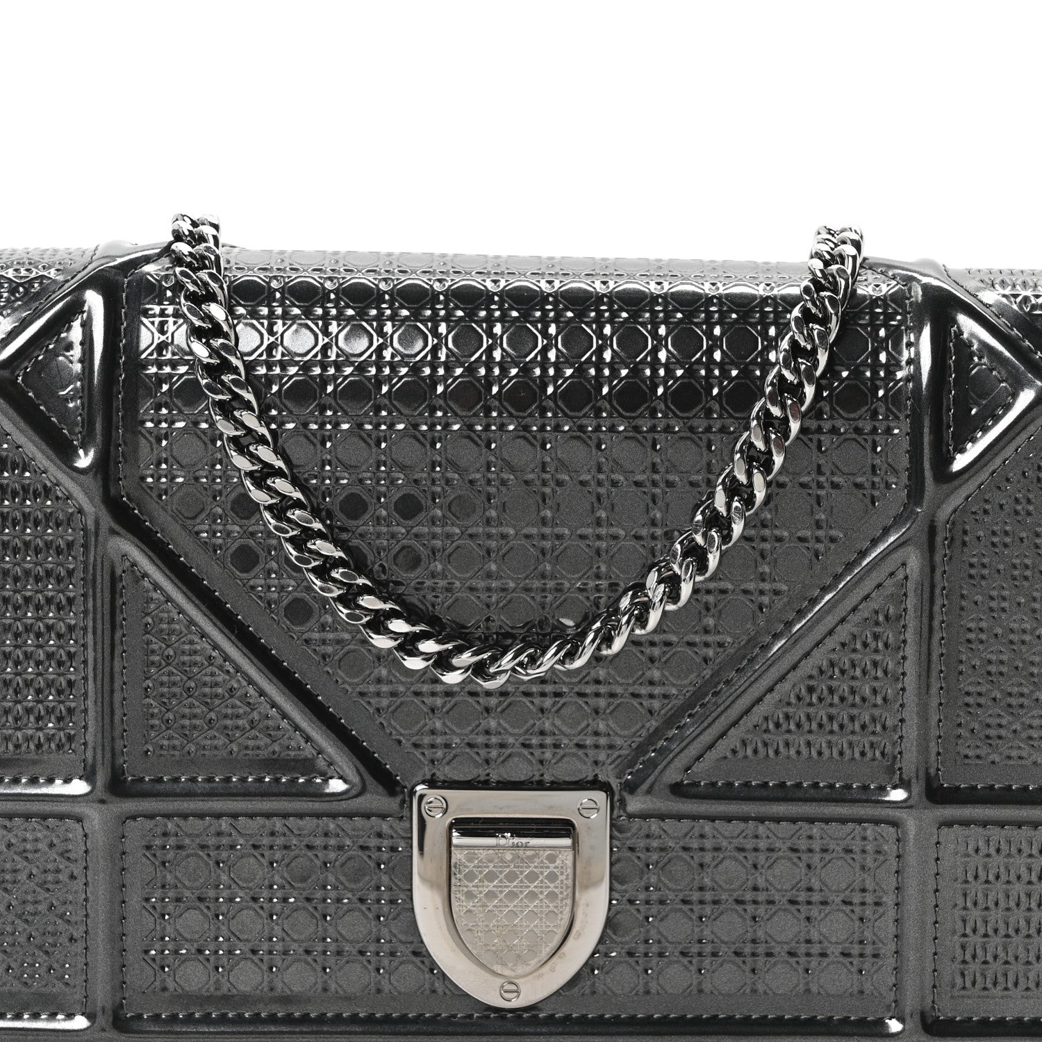 Metallic Patent Micro-Cannage Diorama Wallet on Chain Pouch Onyx Black ¡§ Direct shipment via from wholesalehk.shop