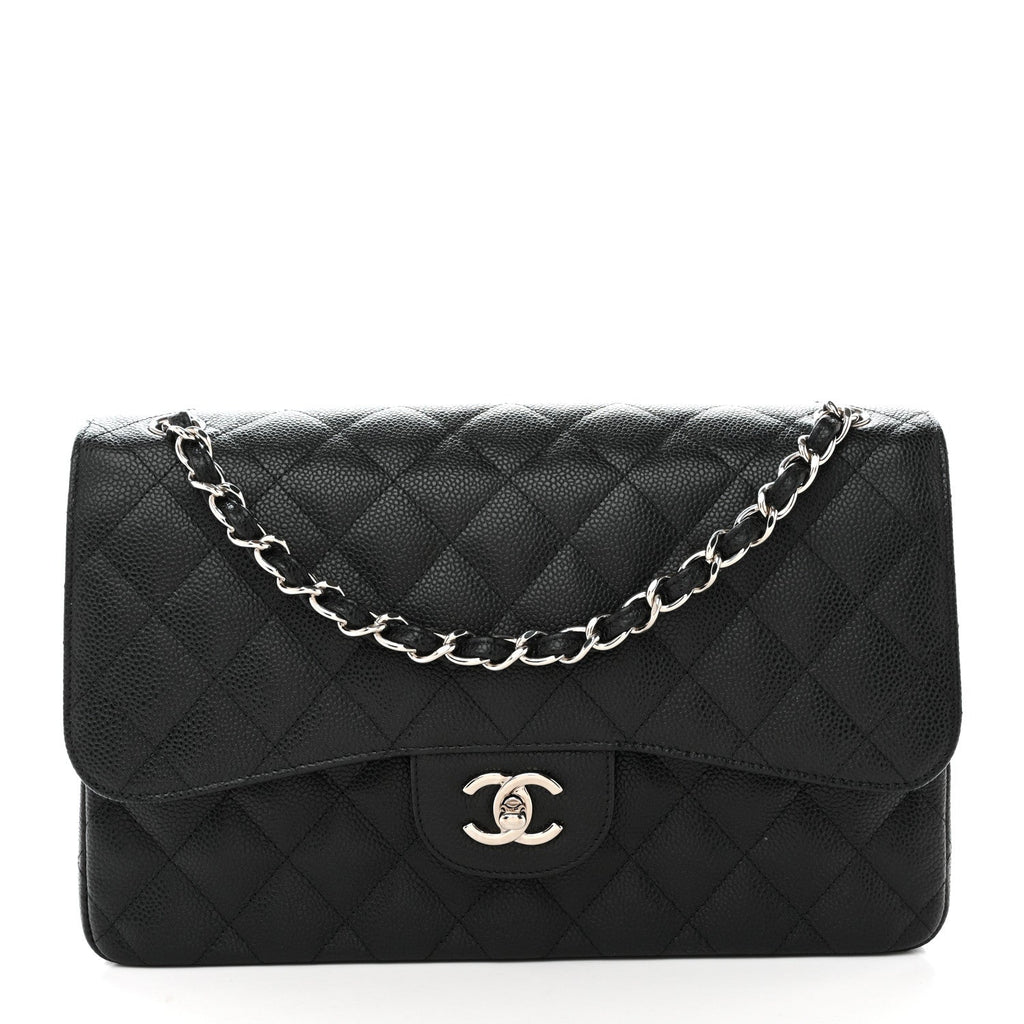 Caviar Quilted Jumbo Double Flap Black wholesalehk.shop