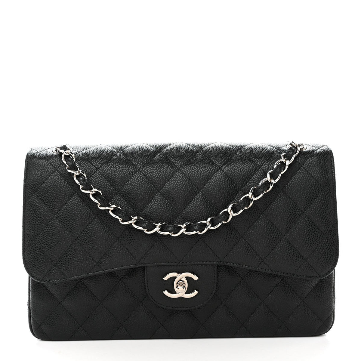 Caviar Quilted Jumbo Double Flap Black wholesalehk.shop