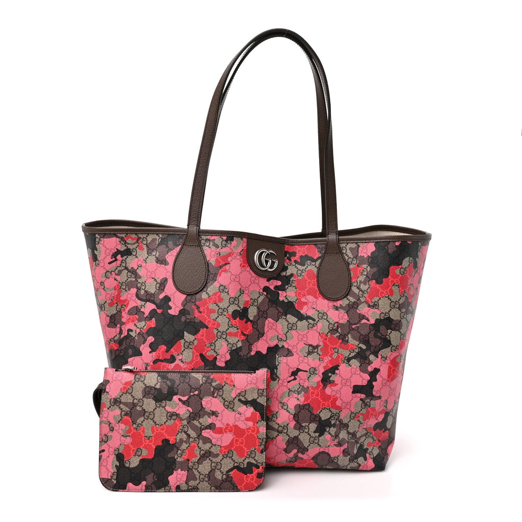 GG Supreme Monogram Camouflage Tote Pink Red wholesalehk.shop