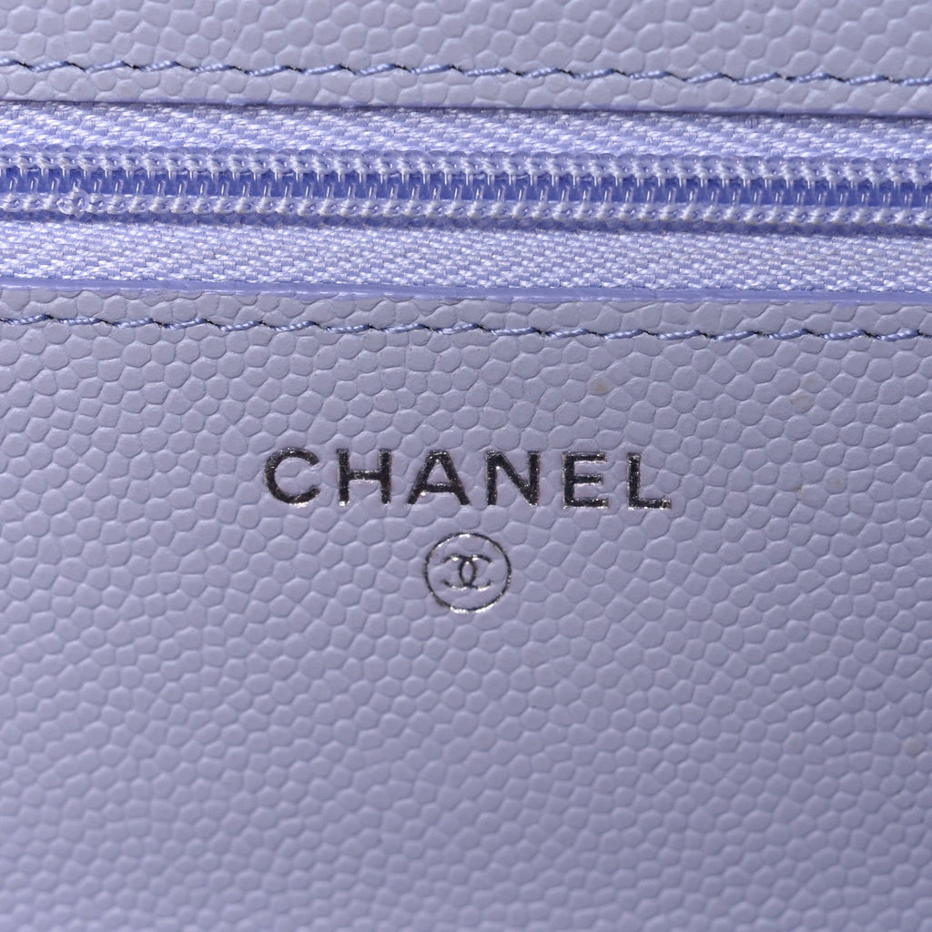 Caviar Quilted Wallet on Chain WOC Light Purple wholesalehk.shop