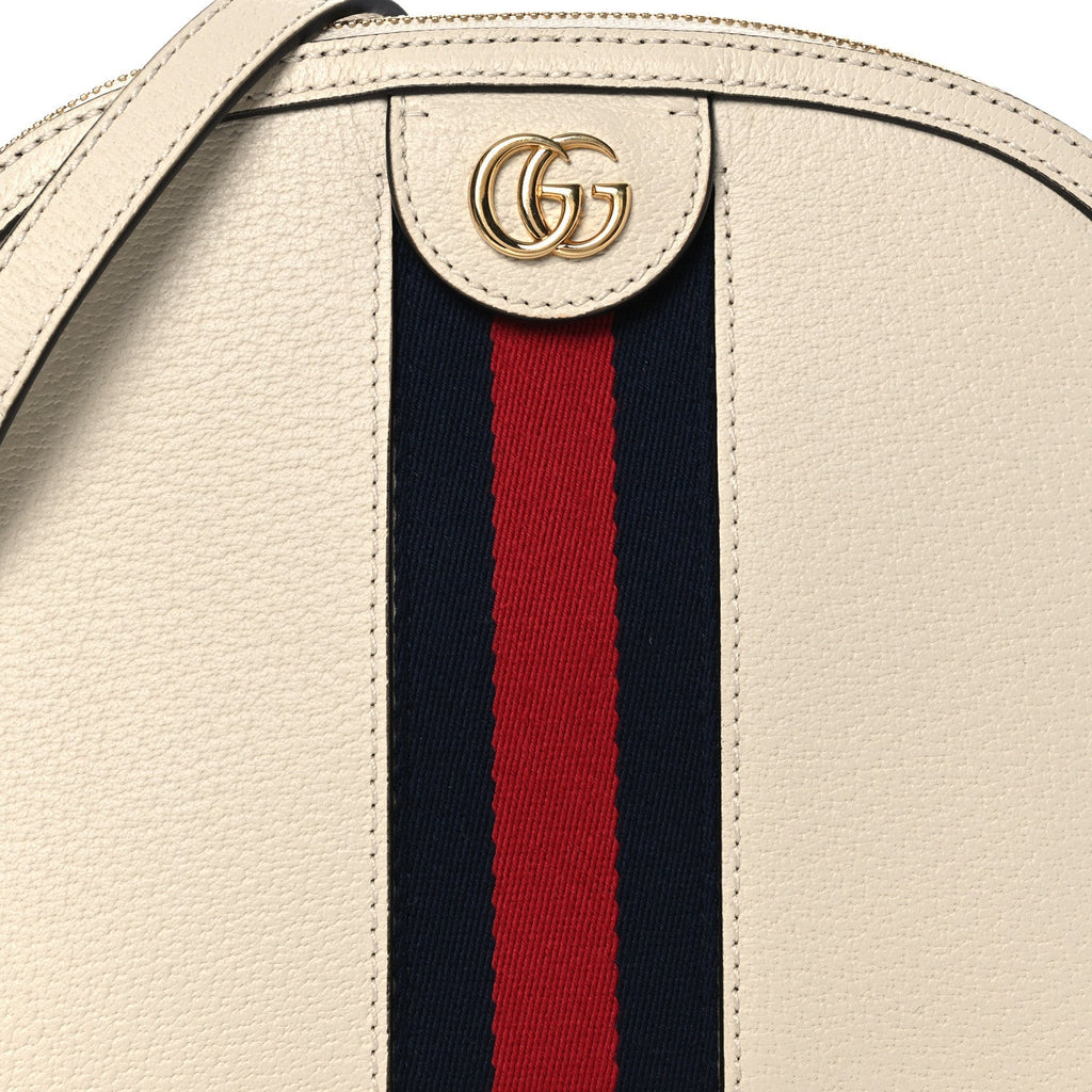 Textured Dollar Calfskin Web Small Ophidia Dome Shoulder Bag Mystic White wholesalehk.shop