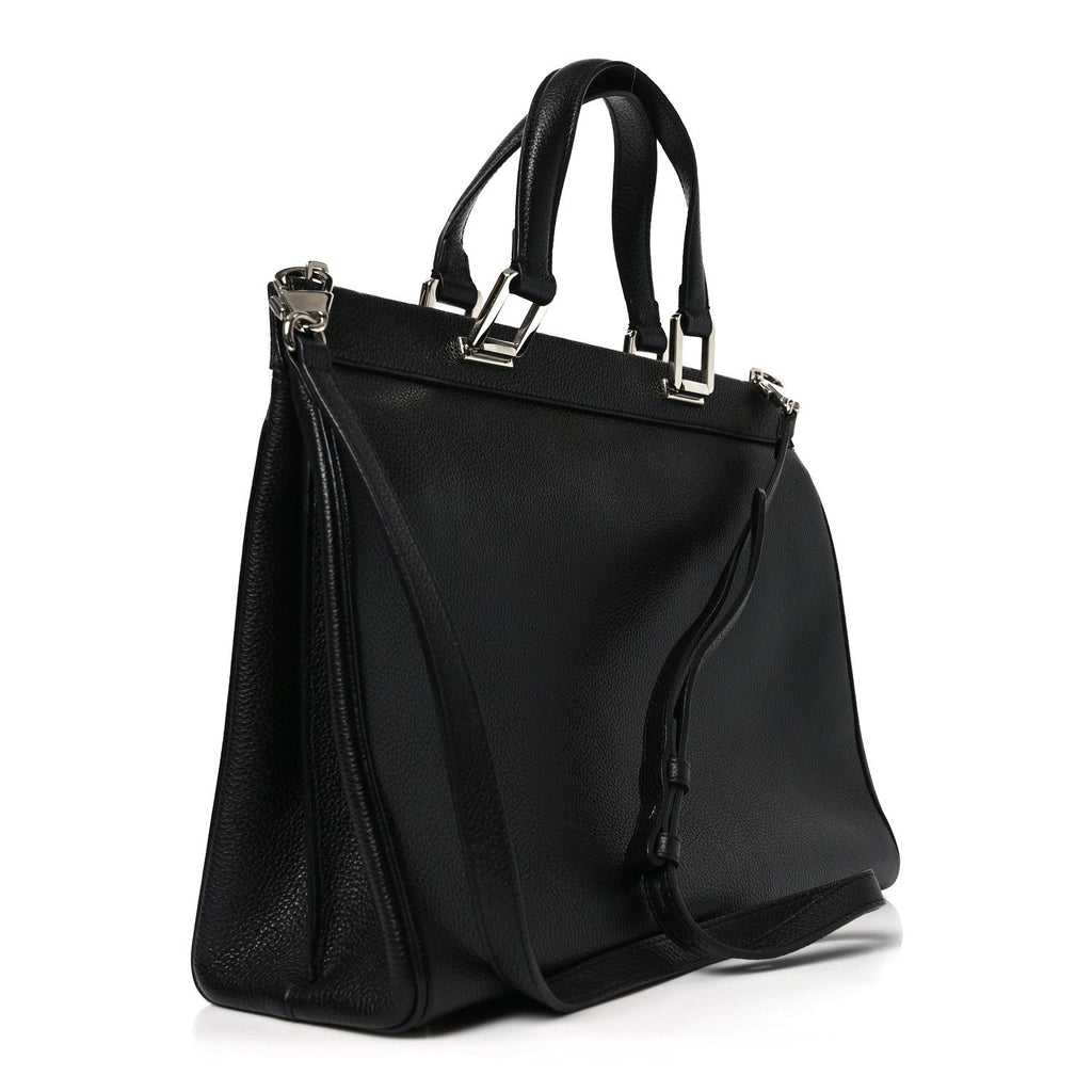 Grainy Calfskin Medium Zumi Top Handle Bag Black wholesalehk.shop