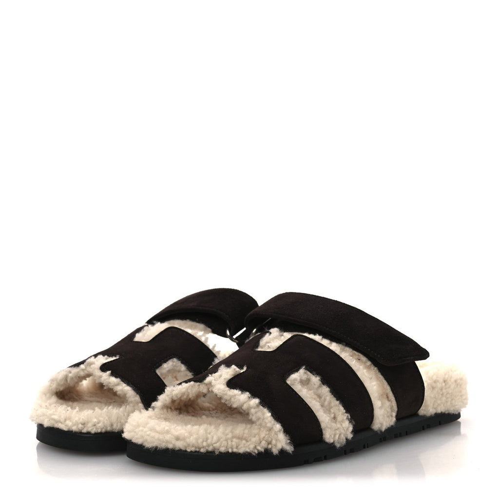 Suede Goatskin Woolskin Womens Chypre Sandals 38.5 Marron Ebene wholesalehk.shop