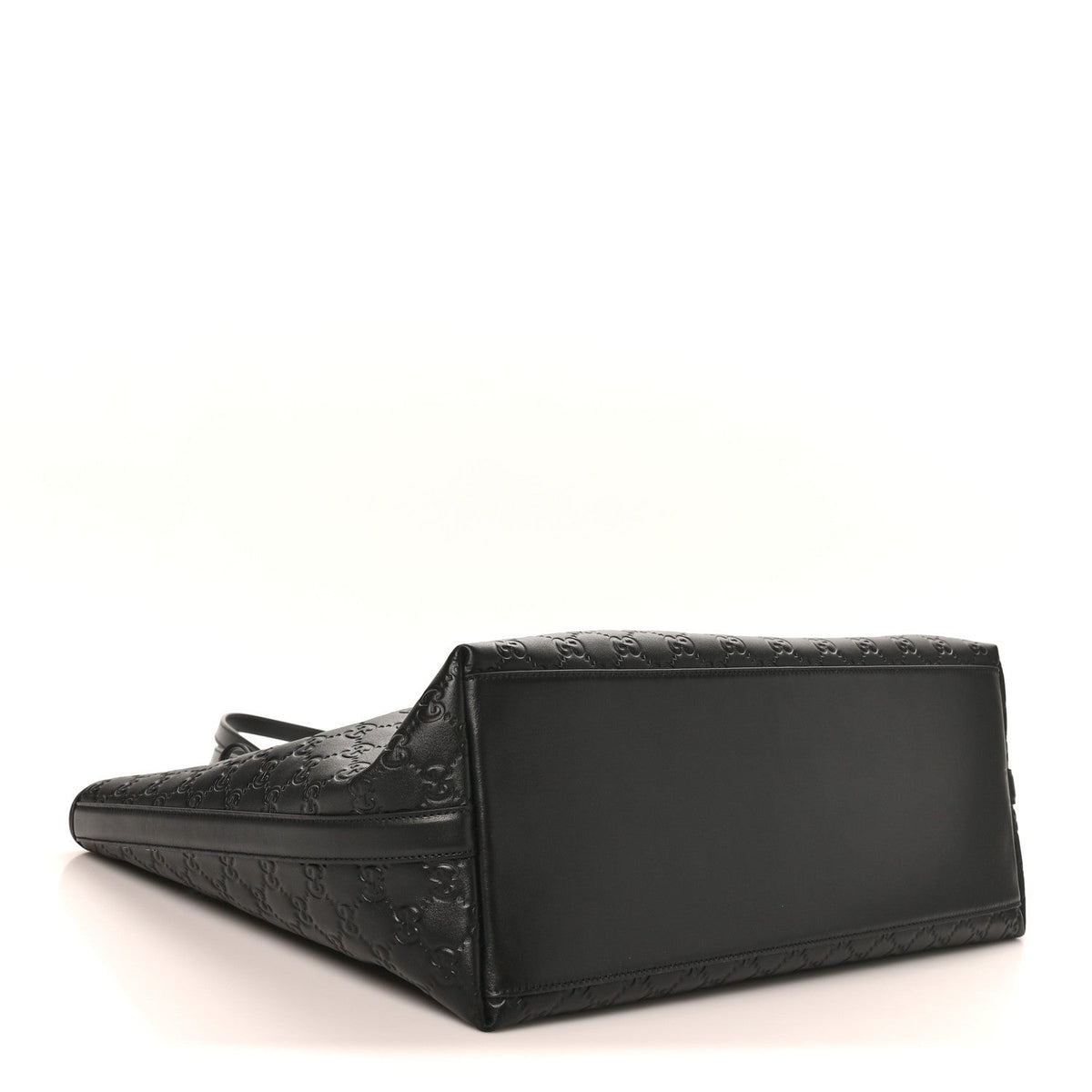 GG Calfskin Embossed Emblem Large Tote Bag Black wholesalehk.shop