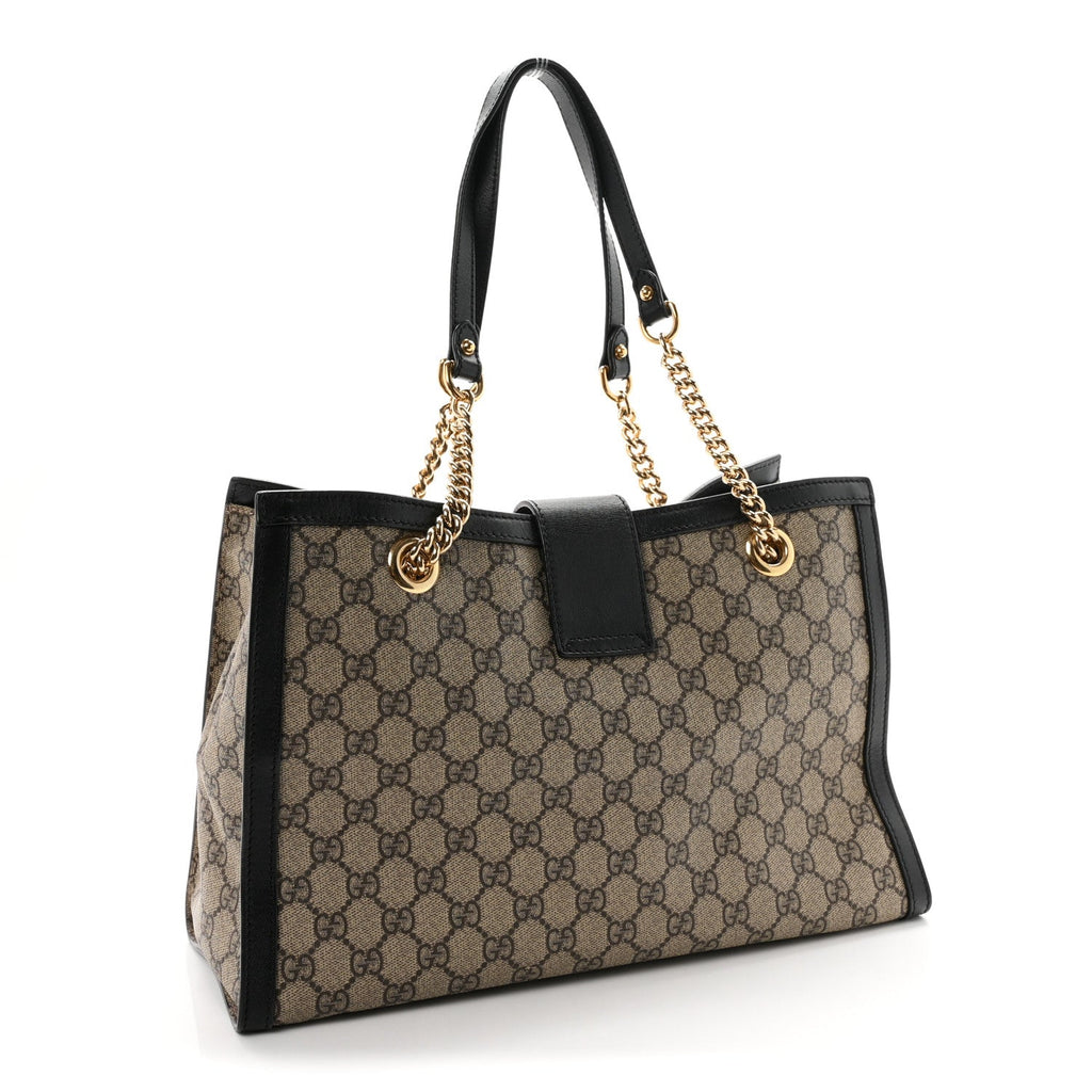 GG Supreme Monogram Medium Padlock Tote Black wholesalehk.shop