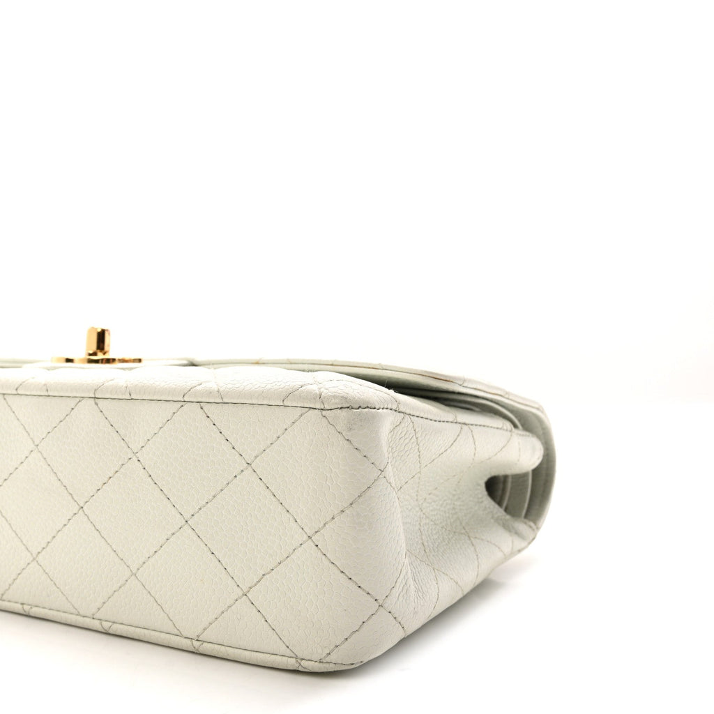 Caviar Quilted Medium Double Flap Light Blue wholesalehk.shop