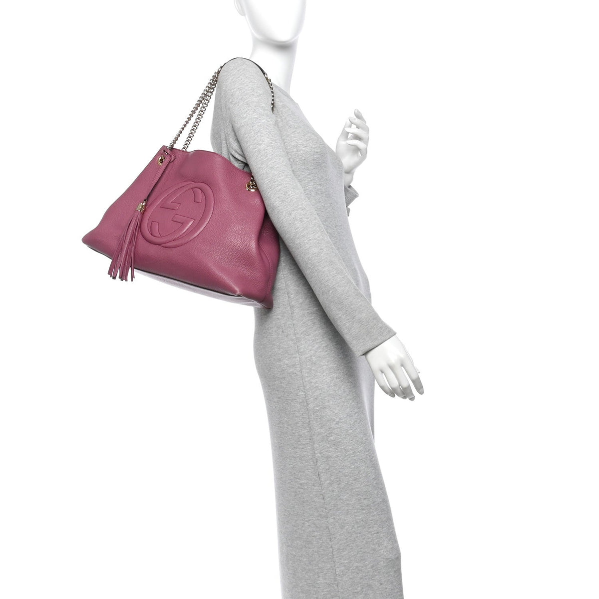 Pebbled Calfskin Medium Soho Chain Shoulder Bag Peonia Flower wholesalehk.shop