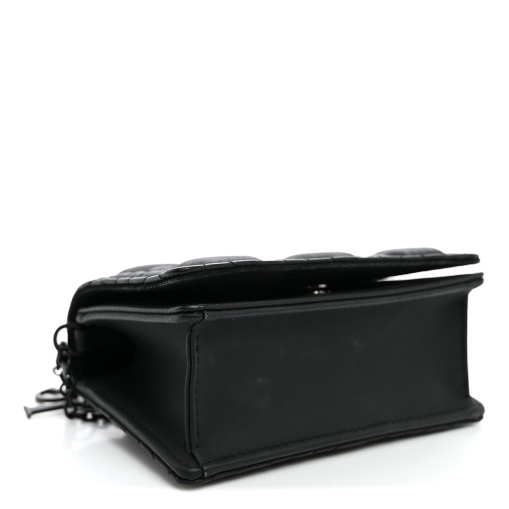 Ultra Matte Calfskin Cannage Nano Lady Dior Pouch Black wholesalehk.shop