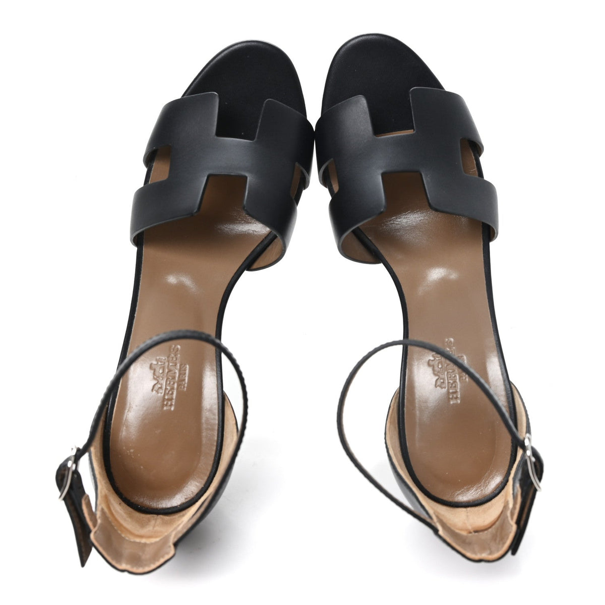 Calfskin Legend Wedge Sandals 36.5 Black wholesalehk.shop