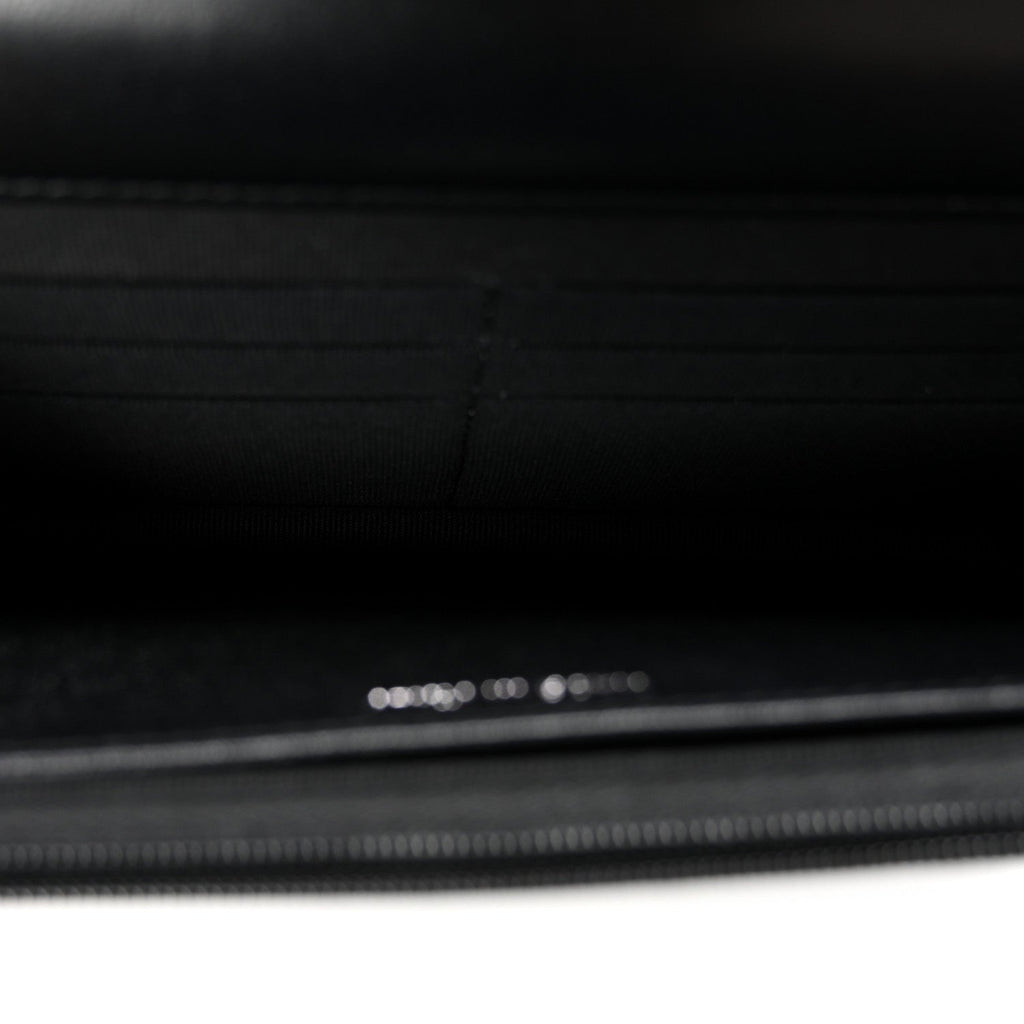 Lambskin Quilted Enamel CC Wallet on Chain WOC Black wholesalehk.shop