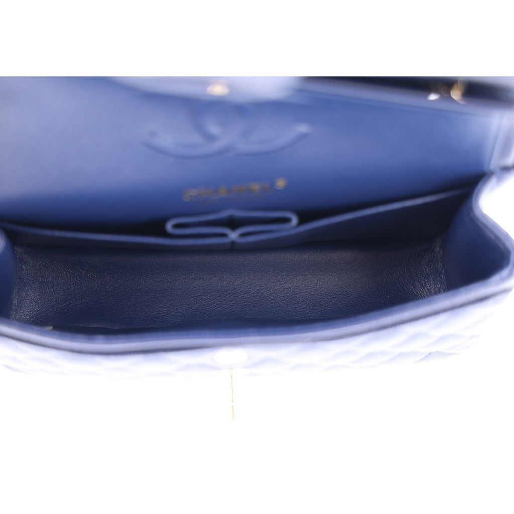 Caviar Quilted Small Double Flap Navy wholesalehk.shop