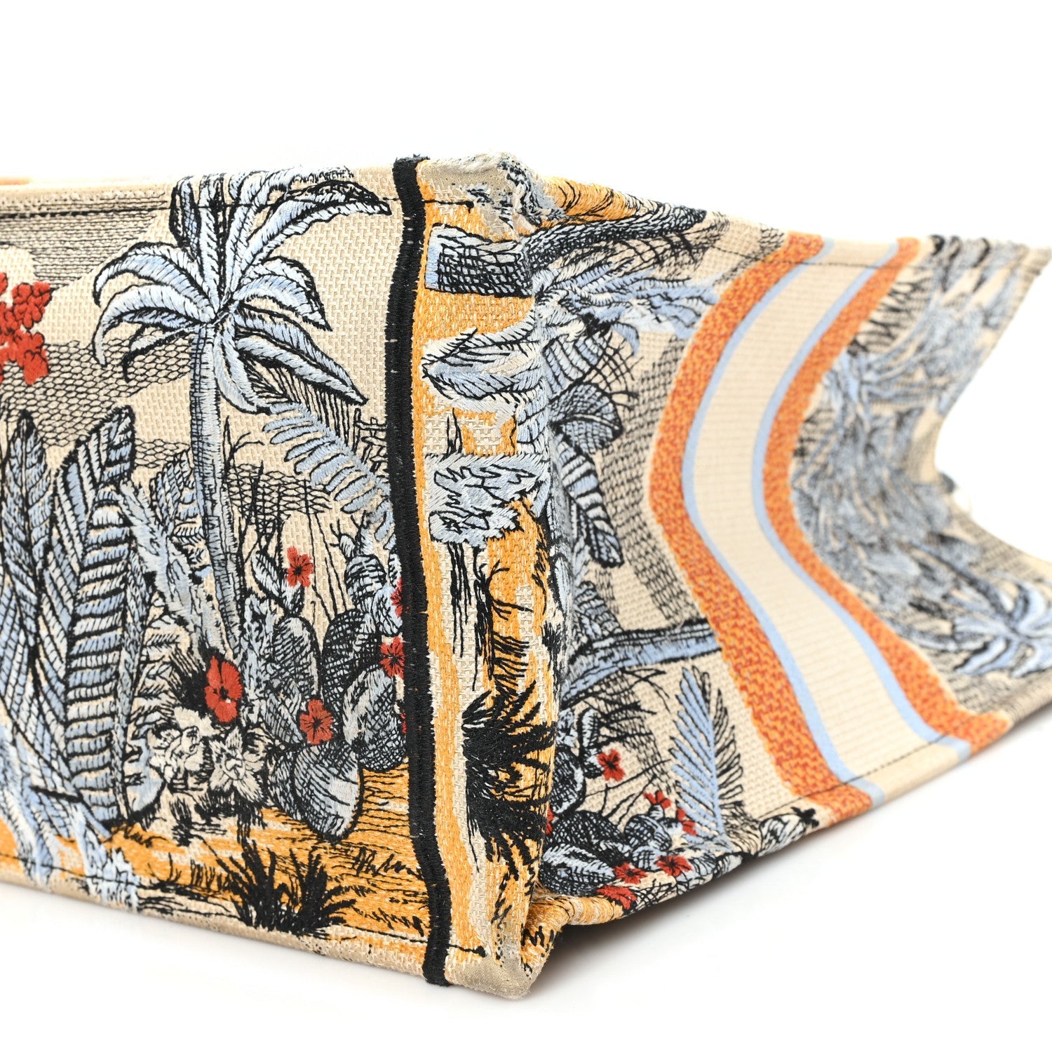 Canvas Embroidered Toile De Jouy Tropicalia Large Book Tote Denim Blue £¨ Direct shipment via from wholesalehk.shop