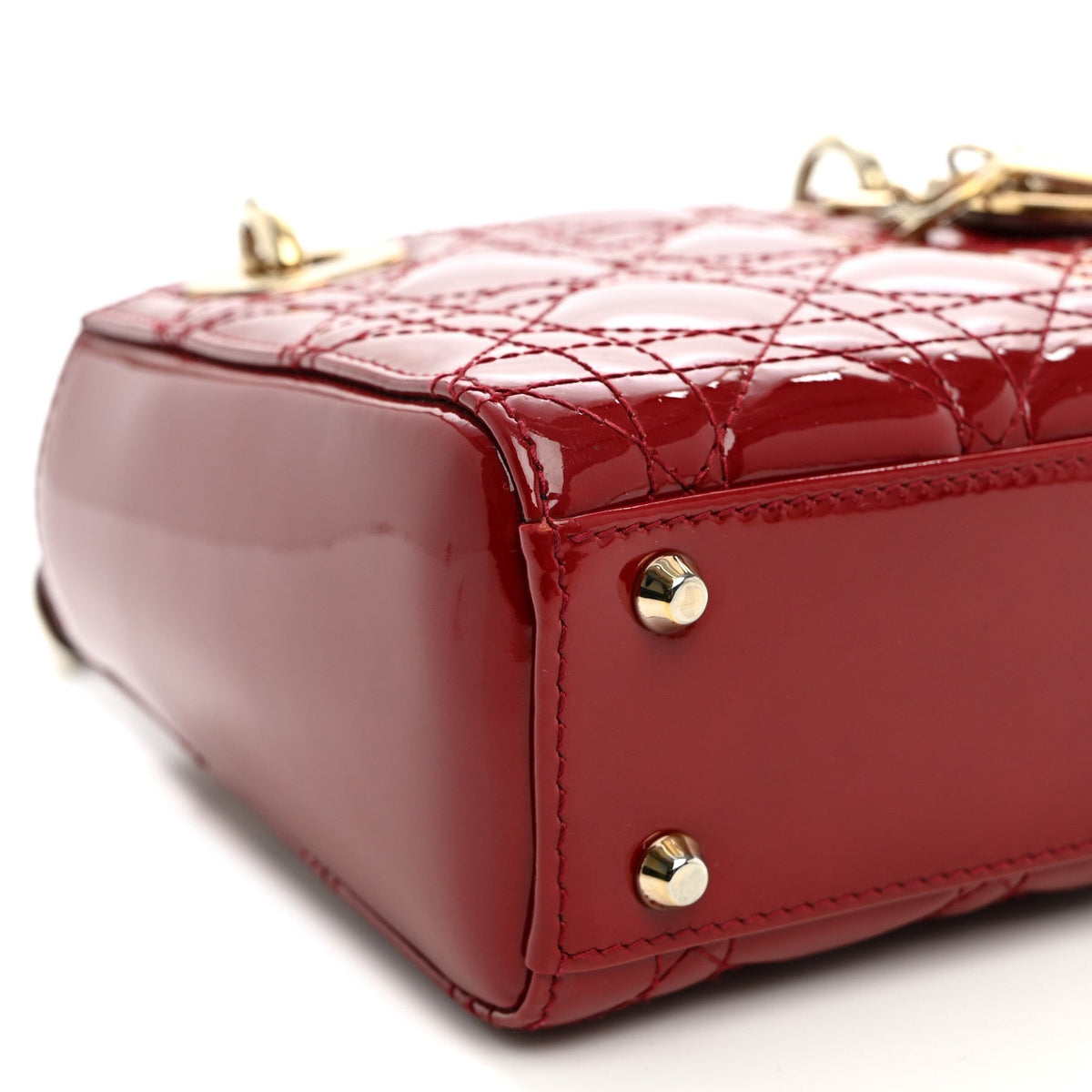 Patent Cannage Mini Lady Dior Red wholesalehk.shop