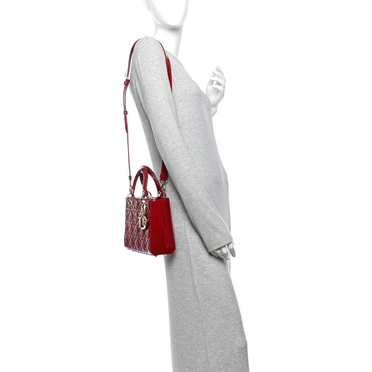 Patent Cannage Small Lady Dior Cherry Red wholesalehk.shop