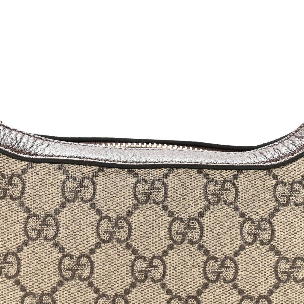 GG Supreme Monogram Textured Calfskin Web Mini Ophidia Half Moon Hobo Beige Ebony New Acero wholesalehk.shop