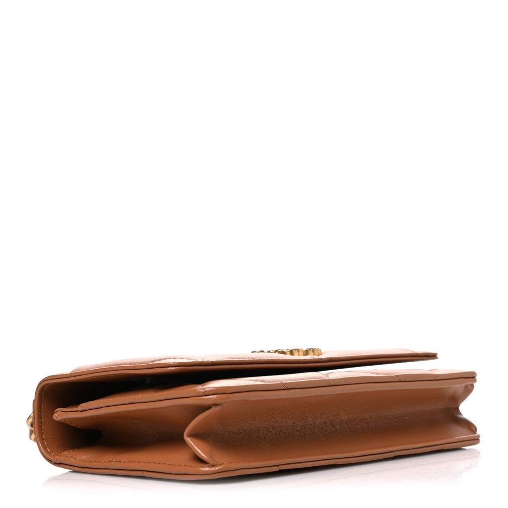 Lambskin Quilted Chanel 19 Wallet On Chain WOC Brown wholesalehk.shop