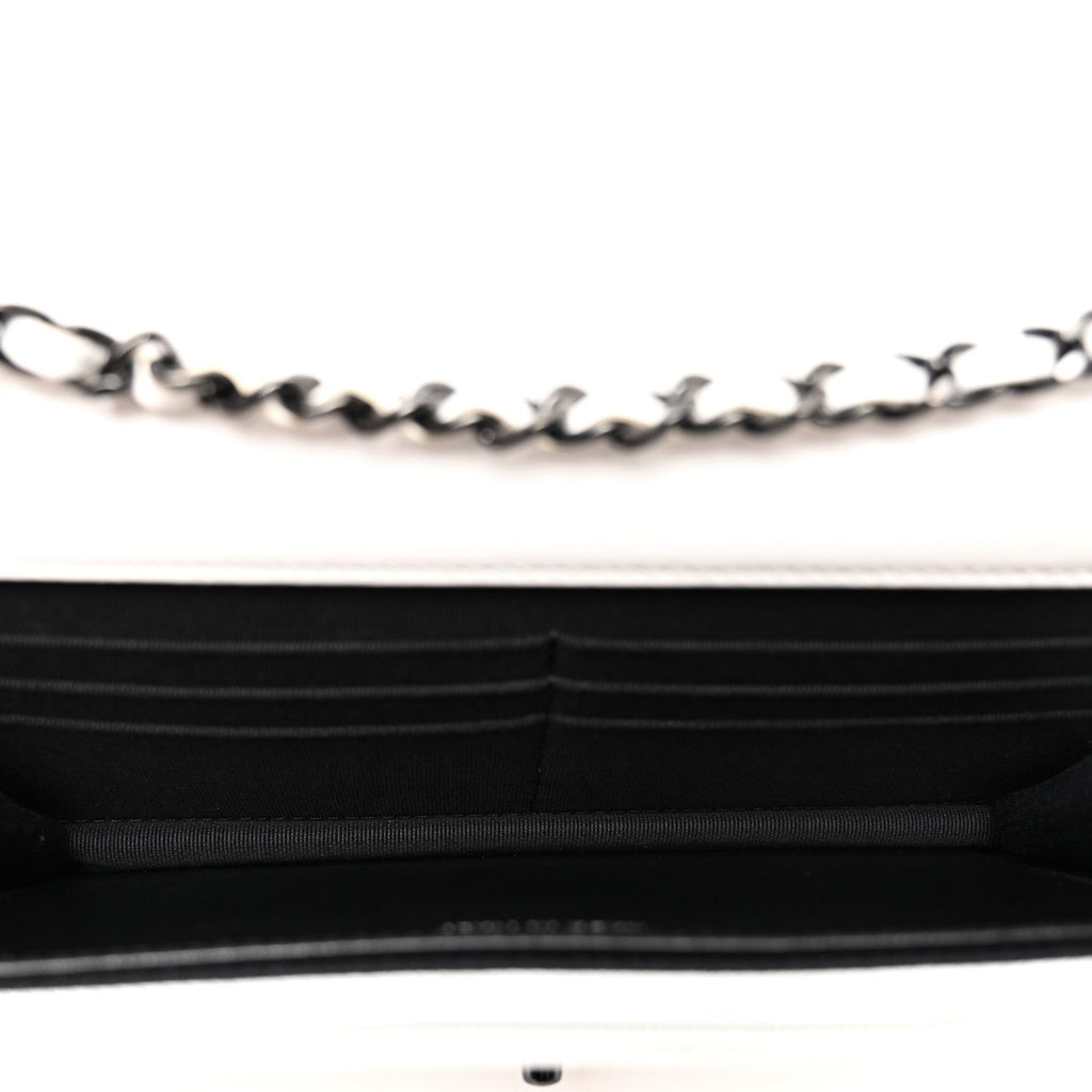 Lambskin Quilted Mini Trendy CC Wallet On Chain WOC White wholesalehk.shop