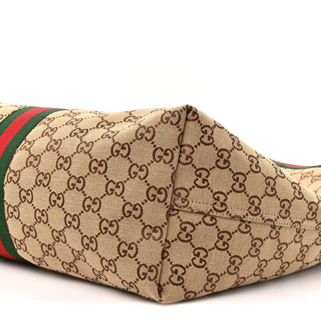 GG Monogram Web Large Giglio Tote Beige Brown wholesalehk.shop