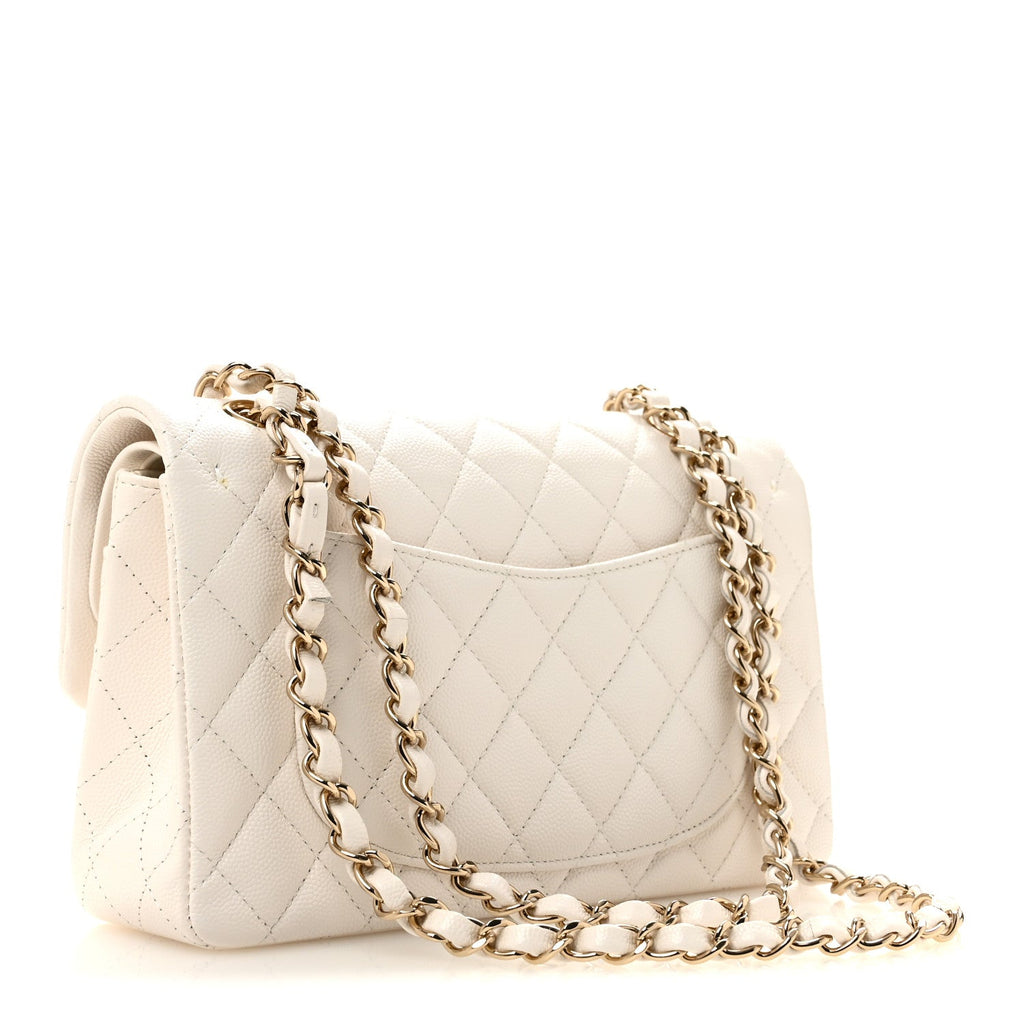 Caviar Quilted Small Double Flap White wholesalehk.shop