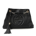 Pebbled Calfskin Medium Soho Chain Shoulder Bag Black wholesalehk.shop