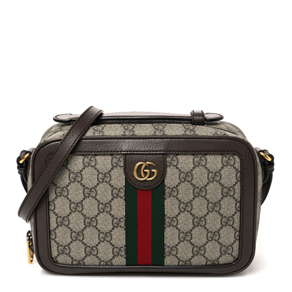 GG Supreme Monogram Web Small Ophidia Top Handle Shoulder Bag Brown wholesalehk.shop