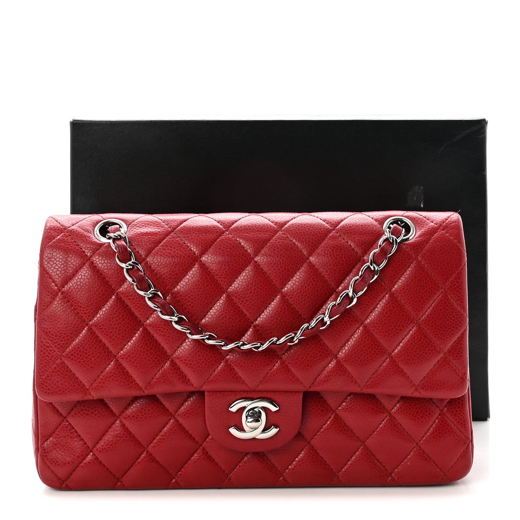Caviar Quilted Medium Double Flap Red wholesalehk.shop