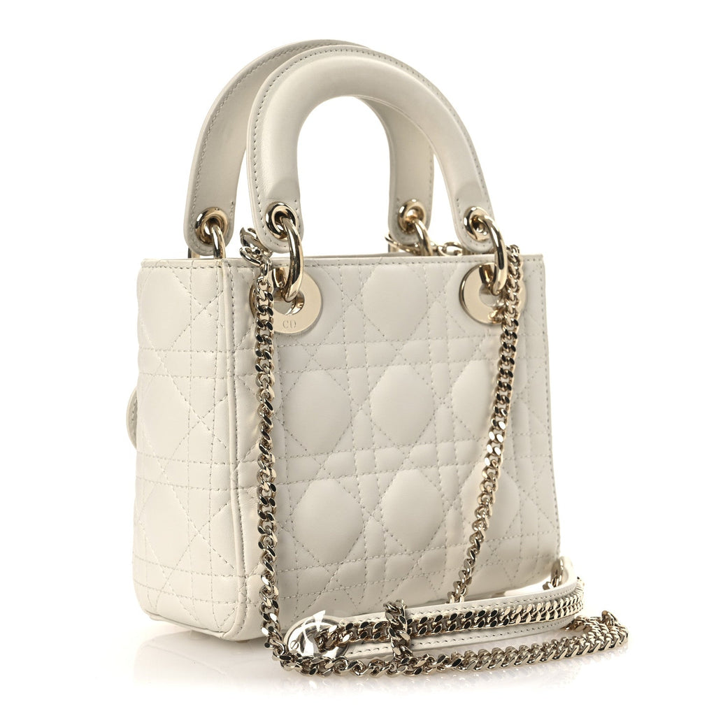 Lambskin Cannage Mini Lady Dior White wholesalehk.shop
